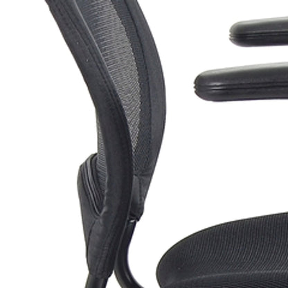 Bison Office Mesh Drafting Stool with Adjustable Arms and Nylon Base, Black