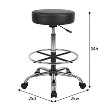Vinyl Drafting Stool with Gas Lift, Dual-Wheel Casters, and Chrome Base