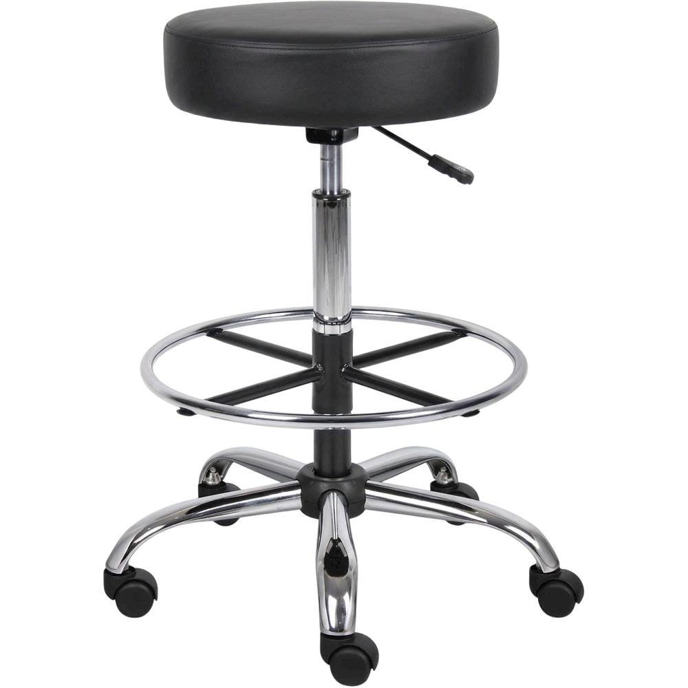 Vinyl Drafting Stool with Gas Lift, Dual-Wheel Casters, and Chrome Base