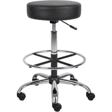 Vinyl Drafting Stool with Gas Lift, Dual-Wheel Casters, and Chrome Base