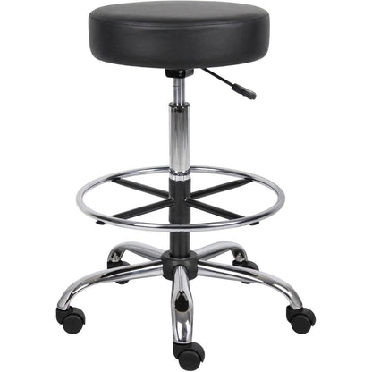 Vinyl Drafting Stool with Gas Lift, Dual-Wheel Casters, and Chrome Base