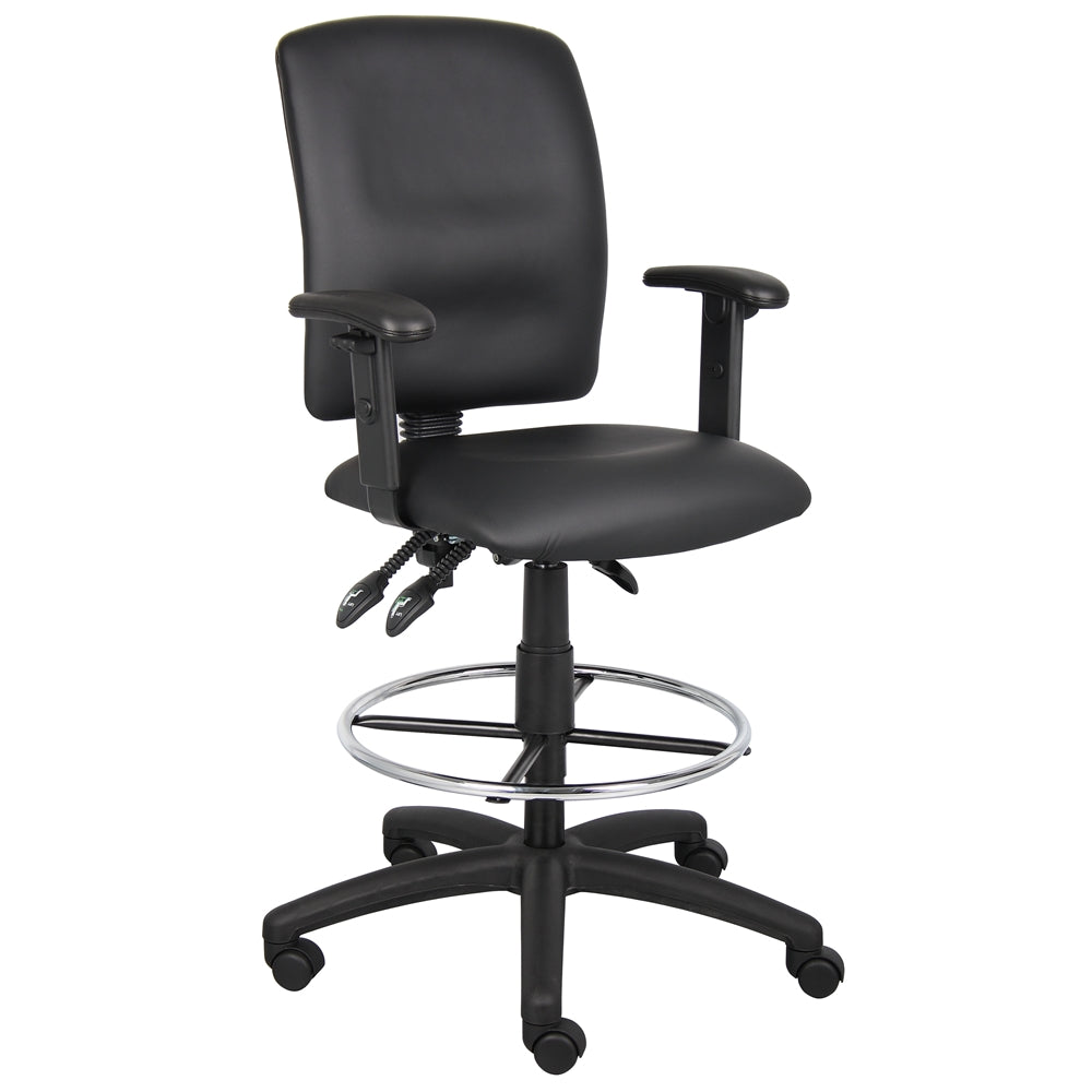 Boss Multi-Function LeatherPlus Drafting Stool W/ Adjustable Arms