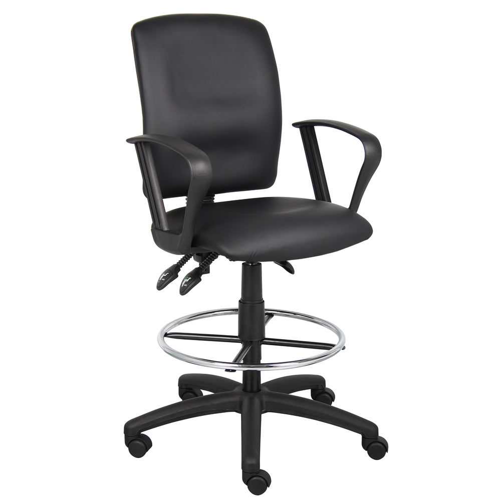 Boss Multi-Function LeatherPlus Drafting Stool W/ Loop Arms