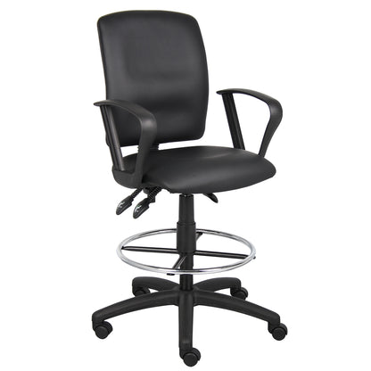 Boss Multi-Function LeatherPlus Drafting Stool W/ Loop Arms