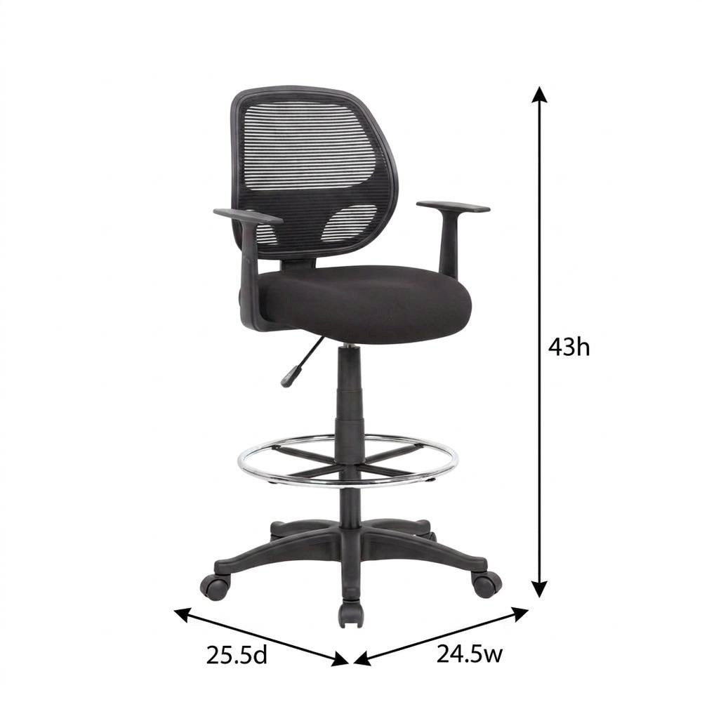 Commercial Grade Mesh Task Stool with T-Arms and Nylon Base with Storage