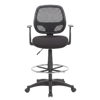 Commercial Grade Mesh Task Stool with T-Arms and Nylon Base with Storage