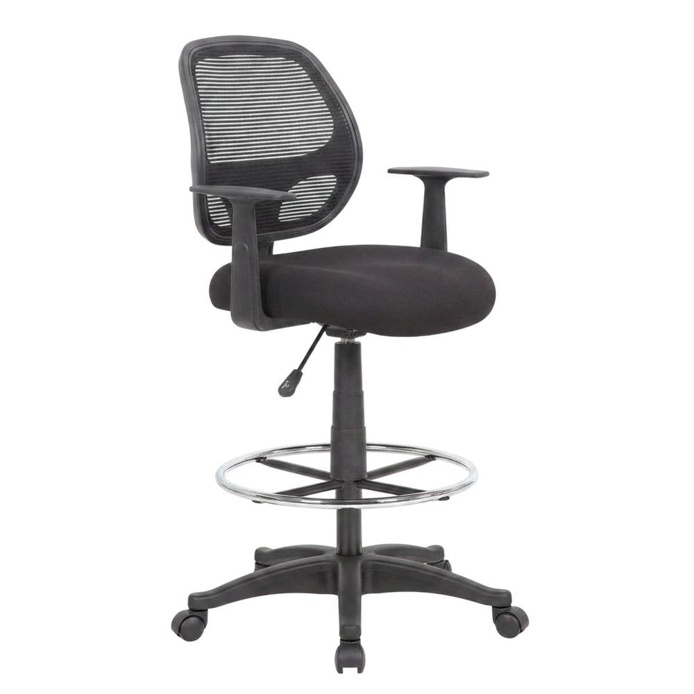 Commercial Grade Mesh Task Stool with T-Arms and Nylon Base with Storage