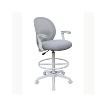 Boss Grey Mesh, Flip Arm, Stool, White Frame