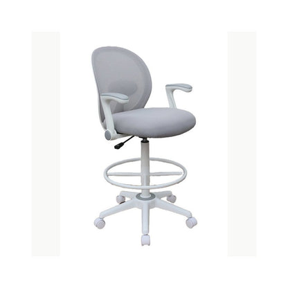 Boss Grey Mesh, Flip Arm, Stool, White Frame