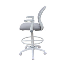 Boss Grey Mesh, Flip Arm, Stool, White Frame
