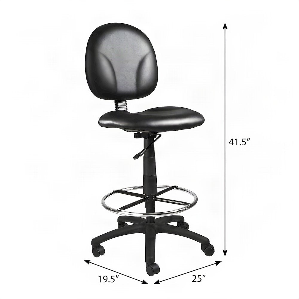 Bison Office Drafting Stool with Footring and Caressoft Upholstery, Black