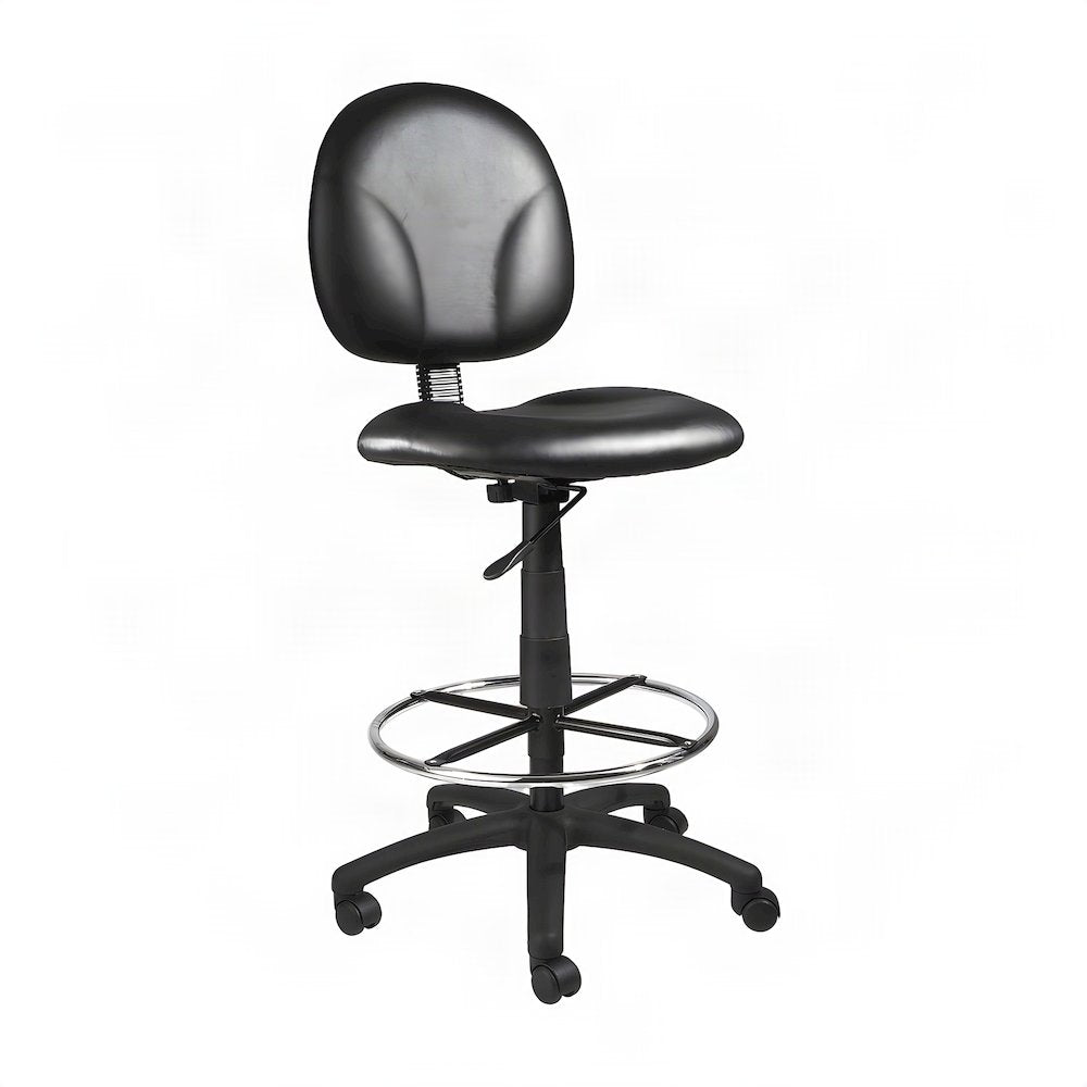 Bison Office Drafting Stool with Footring and Caressoft Upholstery, Black