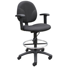 Boss Black Fabric Drafting Stools W/Adj Arms & Footring
