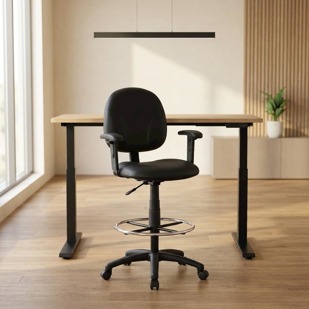 Caressoft Drafting Stool with Adjustable Arms and Footring for Standing Desks