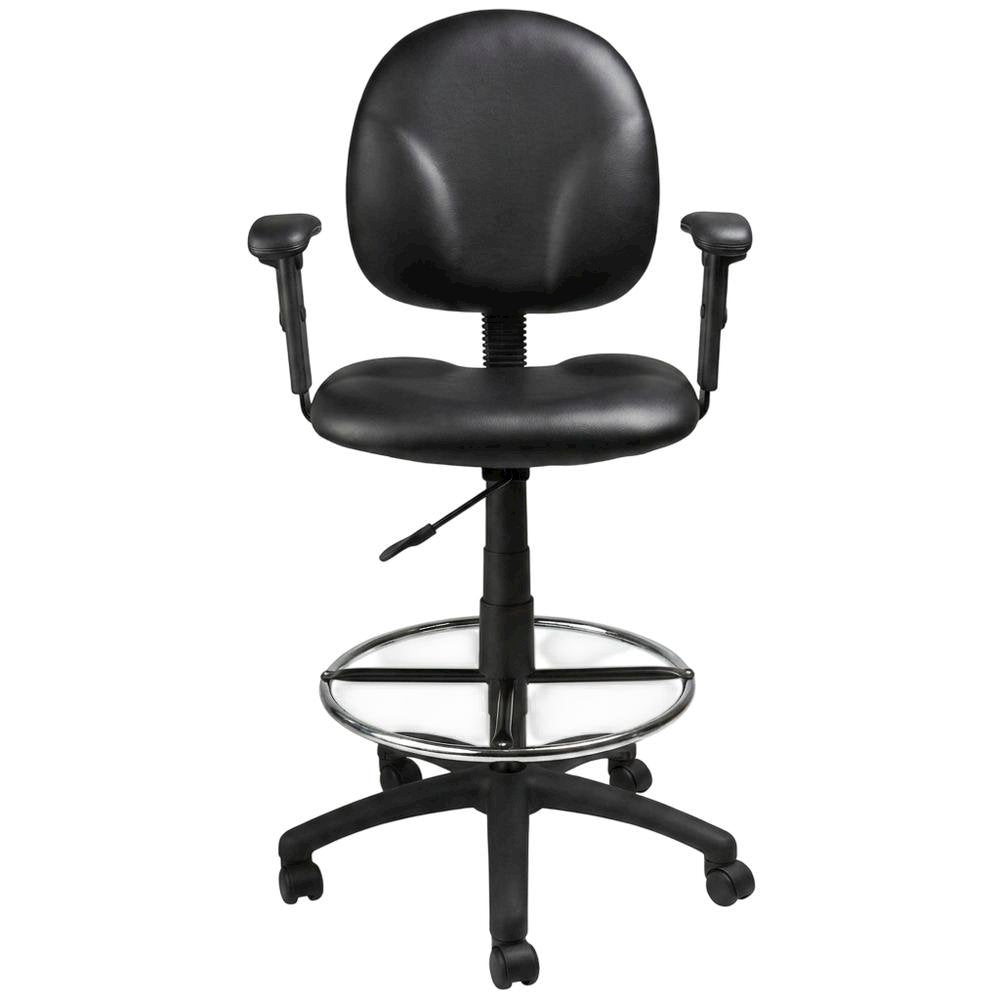 Caressoft Drafting Stool with Adjustable Arms and Footring for Standing Desks