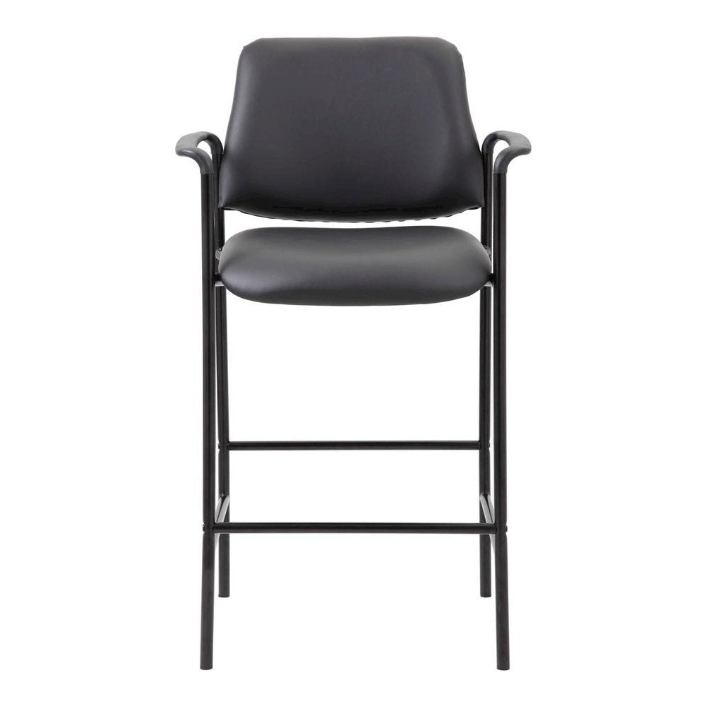 Boss Square Back Stool - Black Seat Color - Vinyl Seat Material - Black Back Color - Black Frame Color - Armrest - 1 Each