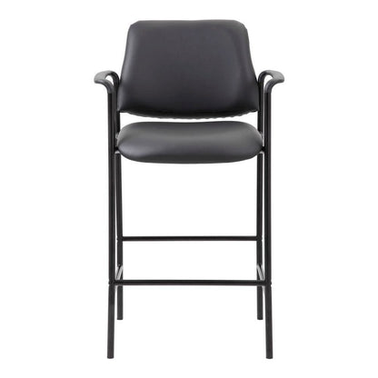 Boss Square Back Stool - Black Seat Color - Vinyl Seat Material - Black Back Color - Black Frame Color - Armrest - 1 Each