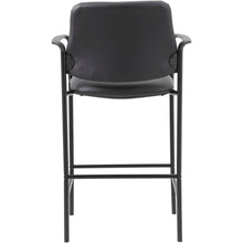 Vinyl-Upholstered Counter Stool with Square Mesh Back and Arms for Entryway