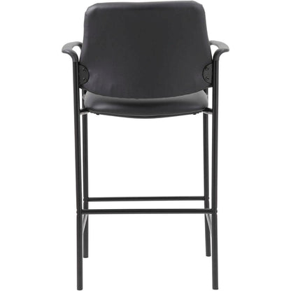 Vinyl-Upholstered Counter Stool with Square Mesh Back and Arms for Entryway
