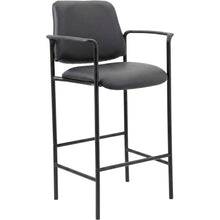 Vinyl-Upholstered Counter Stool with Square Mesh Back and Arms for Entryway