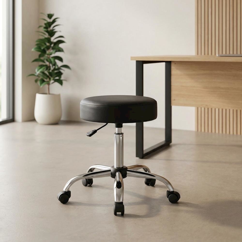 Caressoft Medical Task Stool with Chrome Base and Nylon Casters with Storage