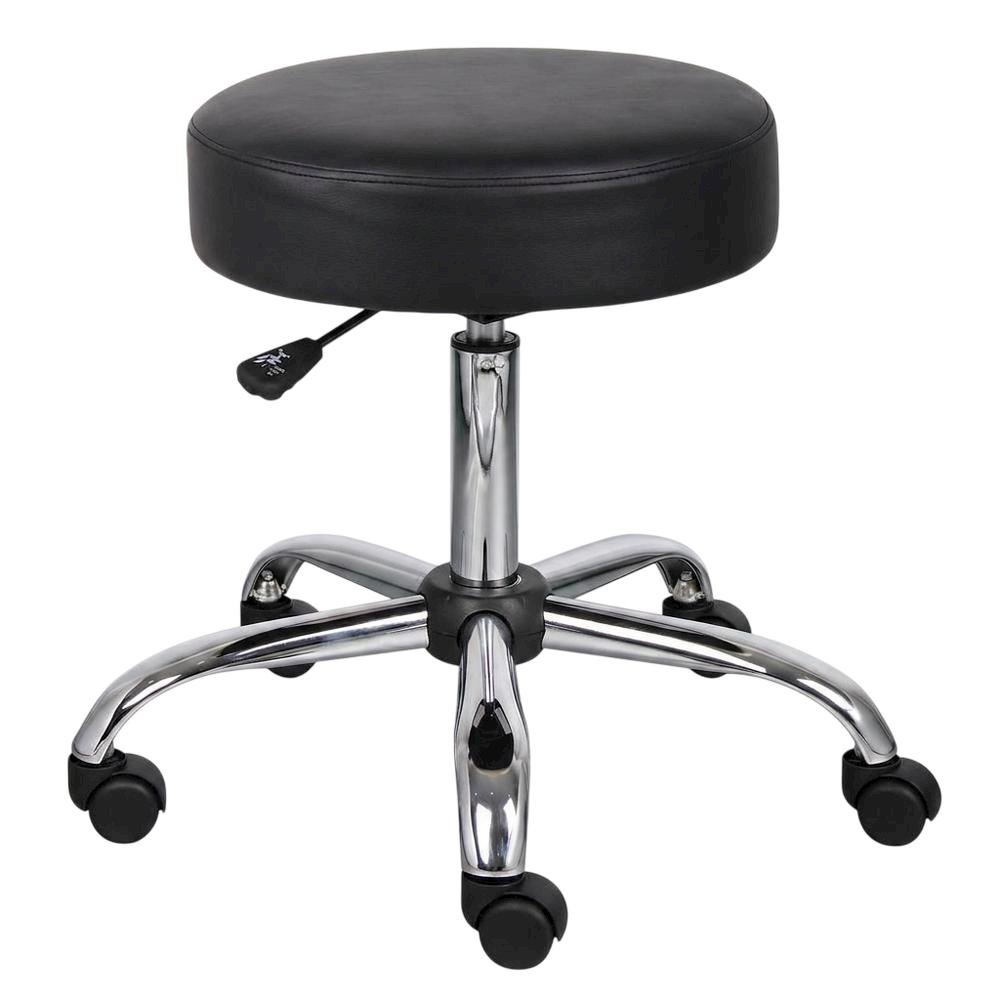 Caressoft Medical Task Stool with Chrome Base and Nylon Casters with Storage