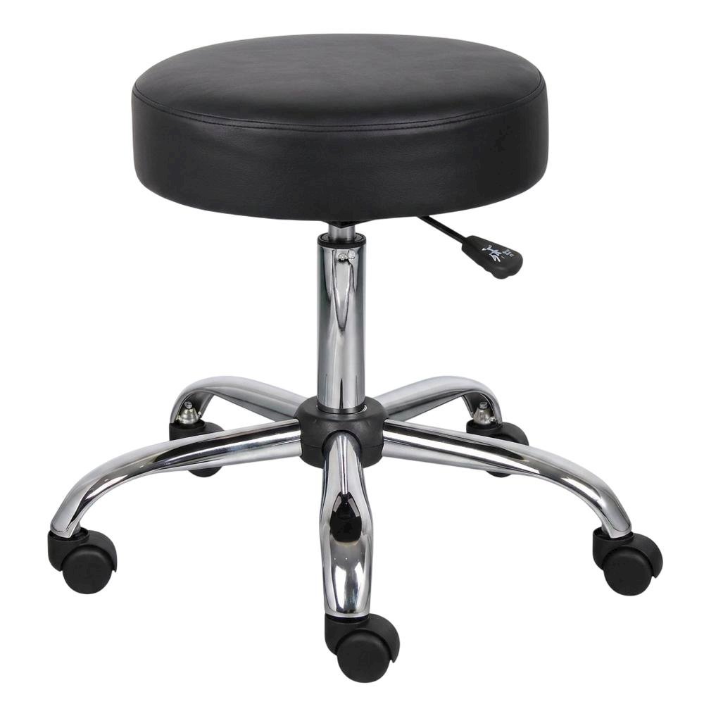Caressoft Medical Task Stool with Chrome Base and Nylon Casters with Storage