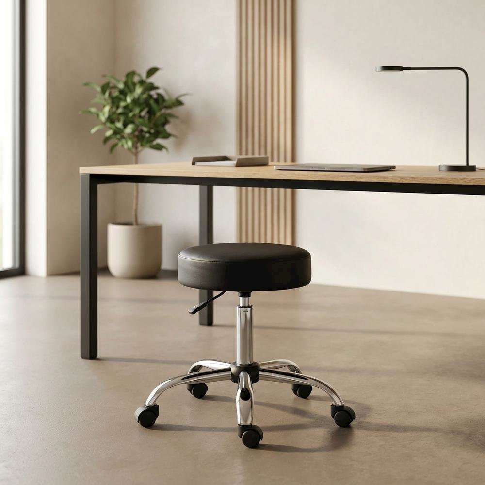 Caressoft Medical Task Stool with Chrome Base and Nylon Casters with Storage