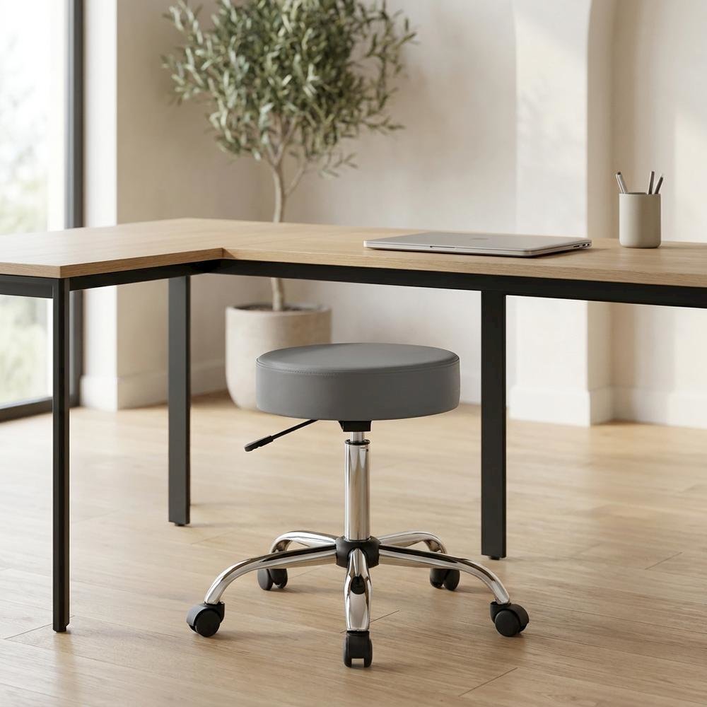 Caressoft Medical Task Stool with Chrome Base and Dual-Wheel Nylon Casters