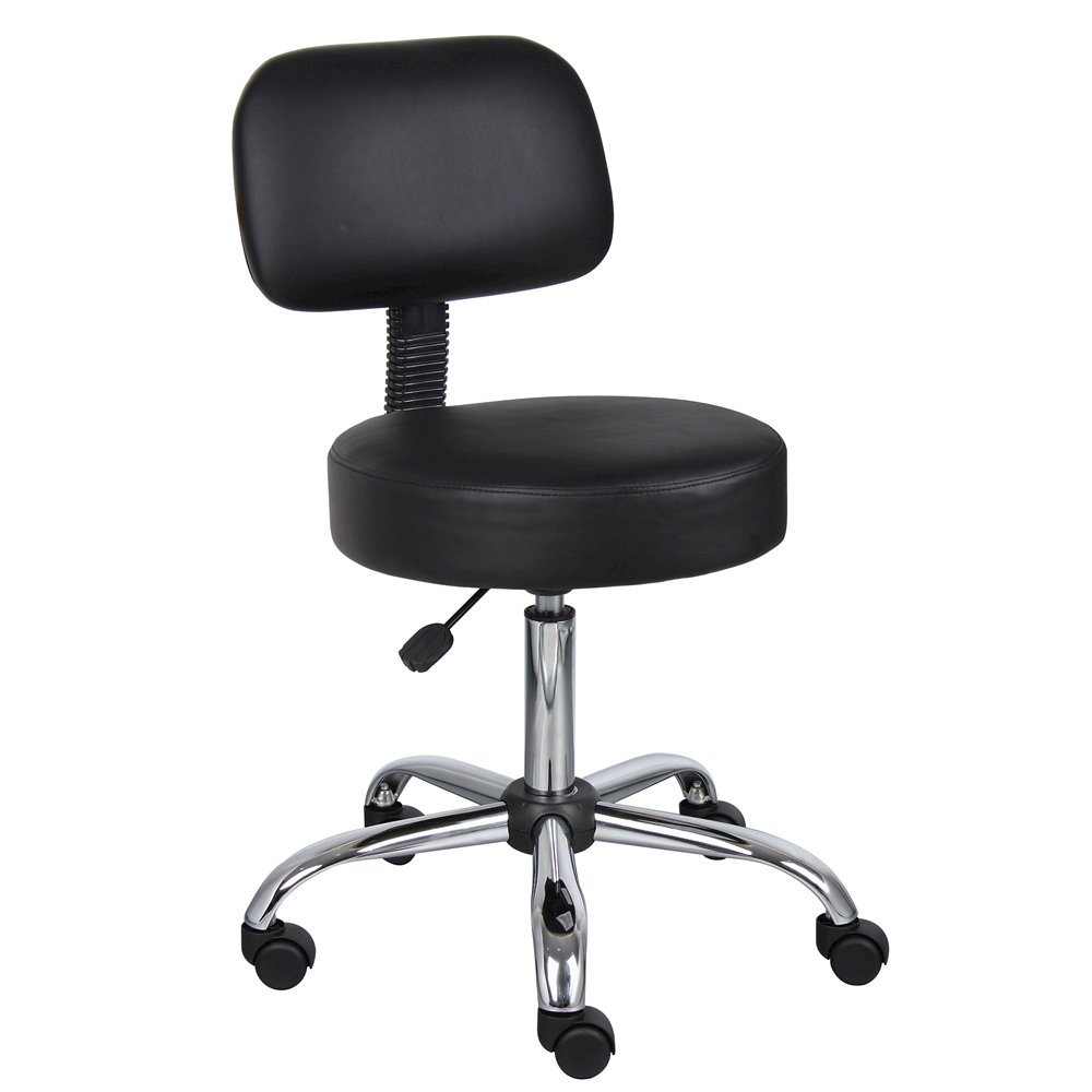 Boss Black Caressoft Medical Stool W/ Back Cushion