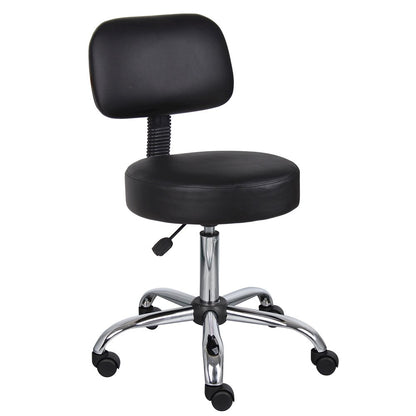 Boss Black Caressoft Medical Stool W/ Back Cushion