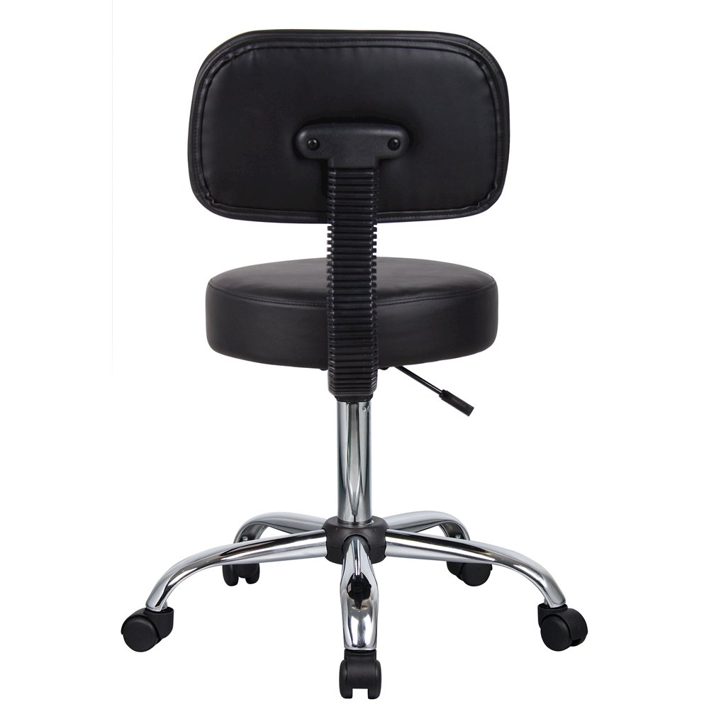 Boss Black Caressoft Medical Stool W/ Back Cushion