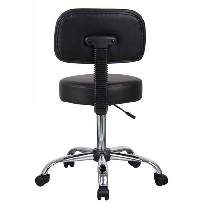 Boss Black Caressoft Medical Stool W/ Back Cushion