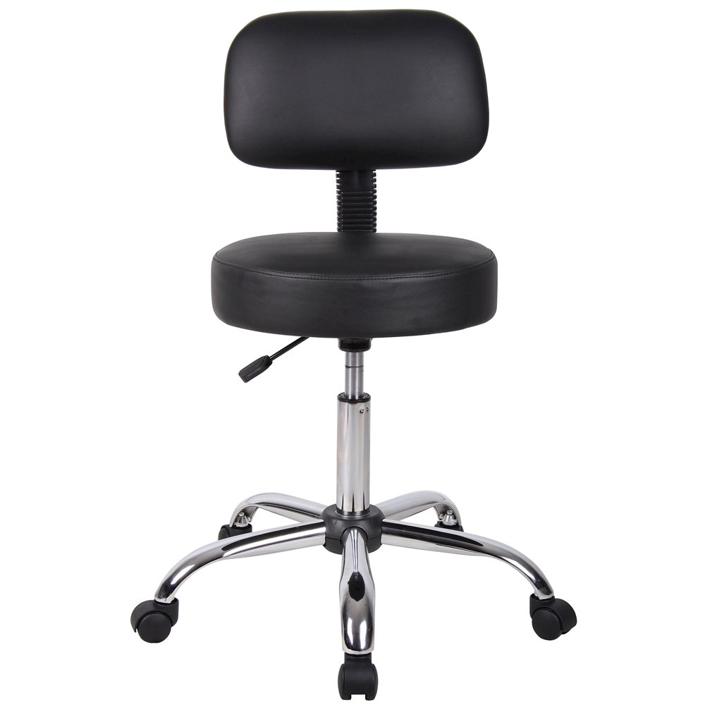 Boss Black Caressoft Medical Stool W/ Back Cushion
