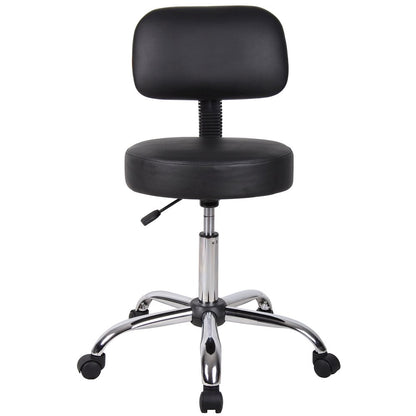 Boss Black Caressoft Medical Stool W/ Back Cushion