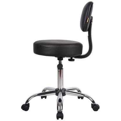 Boss Black Caressoft Medical Stool W/ Back Cushion