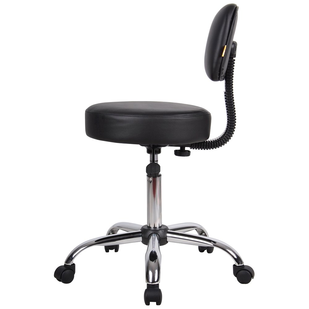 Boss Black Caressoft Medical Stool W/ Back Cushion