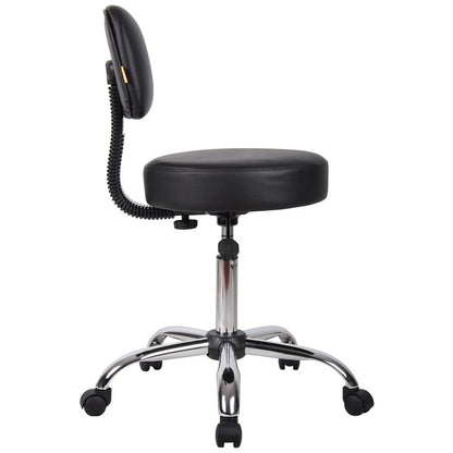 Boss Black Caressoft Medical Stool W/ Back Cushion