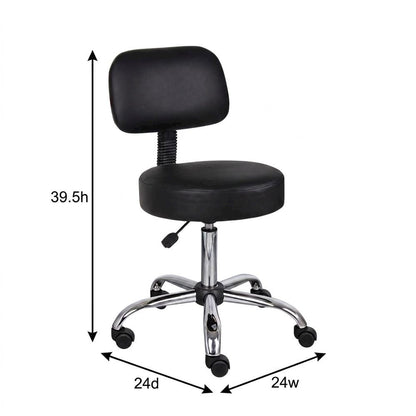 Caressoft Medical Task Stool with Back Cushion and Chrome Base with Storage