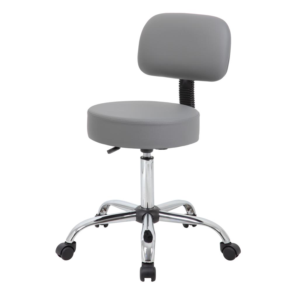 Boss Grey Caressoft Medical Stool W/ Back Cushion