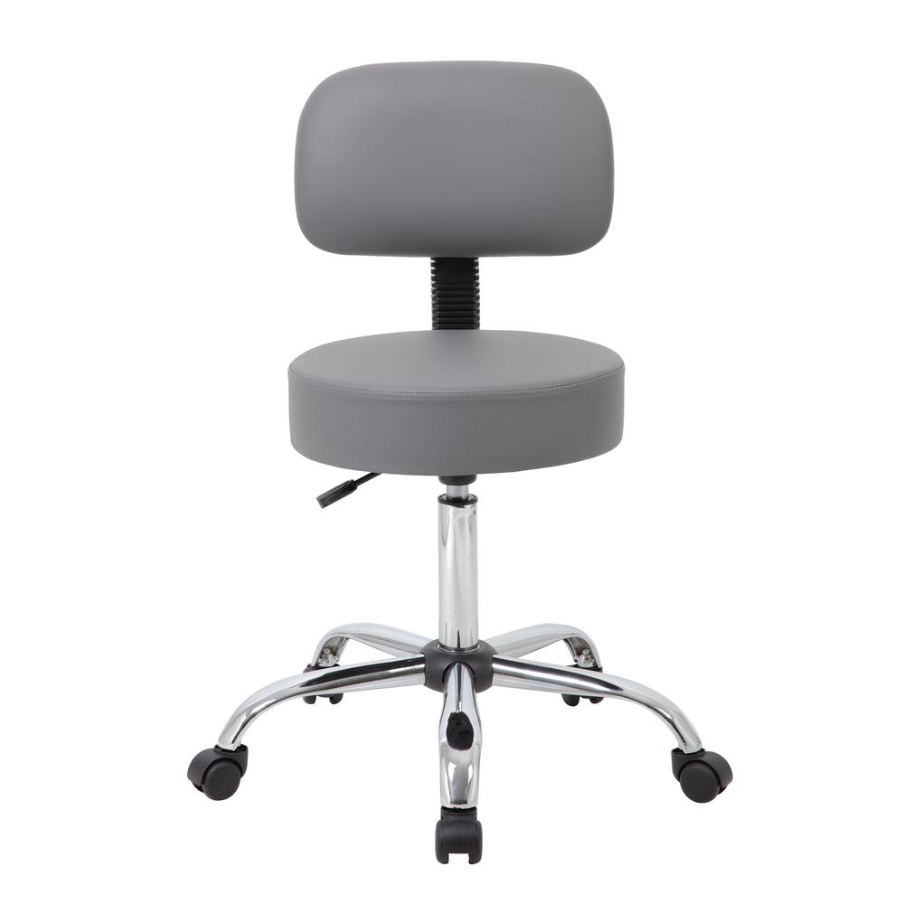 Boss Grey Caressoft Medical Stool W/ Back Cushion