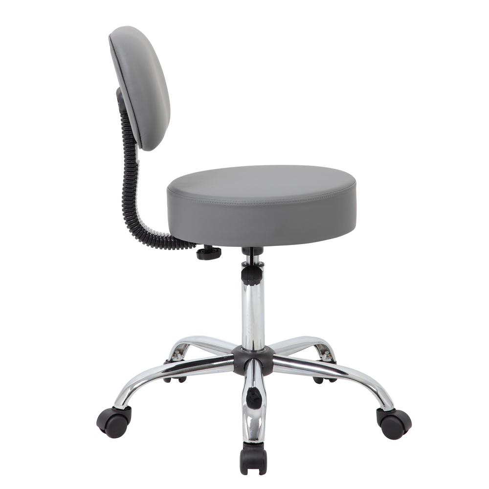 Boss Grey Caressoft Medical Stool W/ Back Cushion