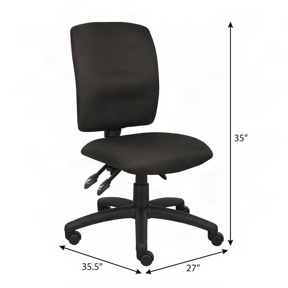 Bison Office Fabric Task Chair with Multi-Function Nylon Caster Base, Black