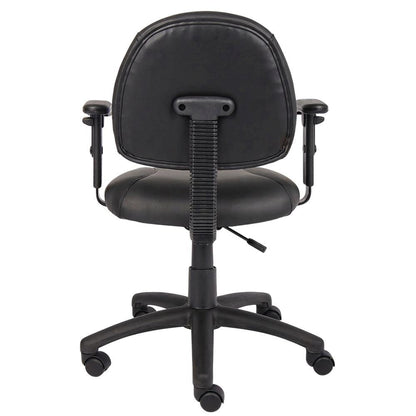 LeatherPlus Task Chair with Adjustable Arms, Posture Support, Nylon Base