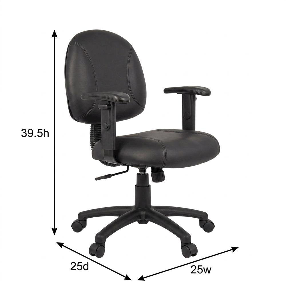 LeatherPlus Task Chair with Adjustable Arms, Posture Support, Nylon Base