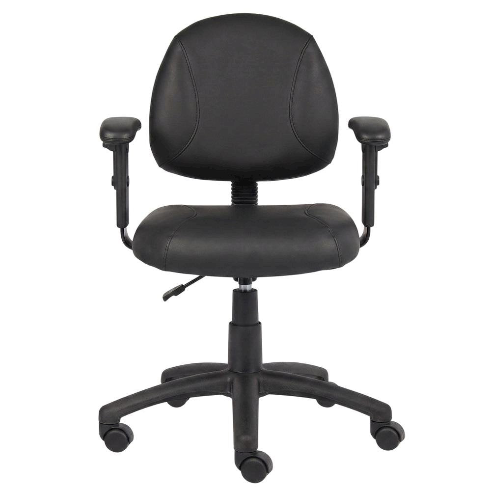 LeatherPlus Task Chair with Adjustable Arms, Posture Support, Nylon Base