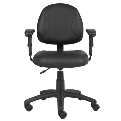 LeatherPlus Task Chair with Adjustable Arms, Posture Support, Nylon Base