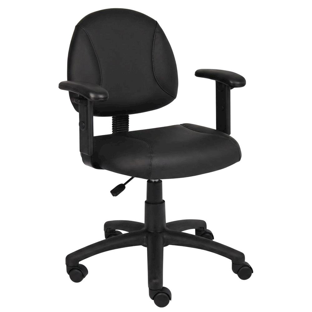 LeatherPlus Task Chair with Adjustable Arms, Posture Support, Nylon Base