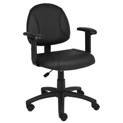 LeatherPlus Task Chair with Adjustable Arms, Posture Support, Nylon Base