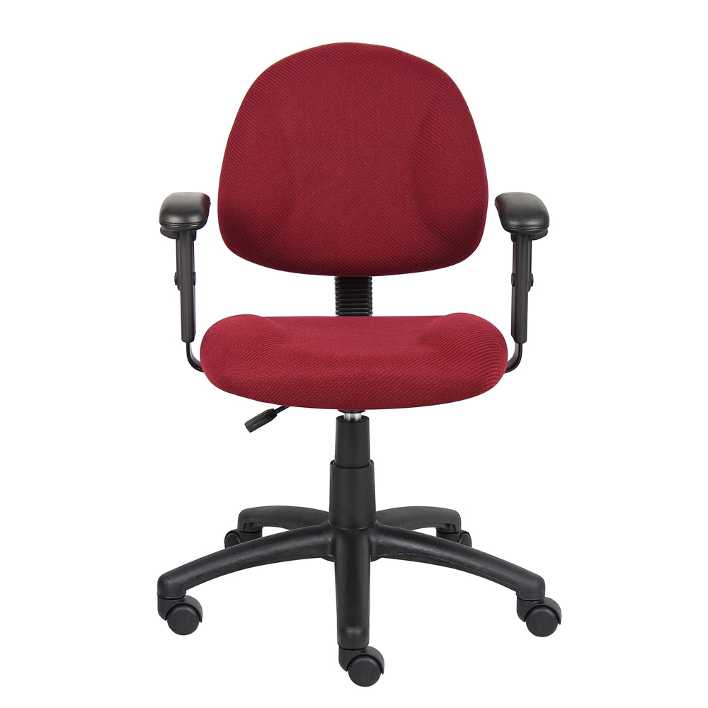 Boss Burgundy  Deluxe Posture Chair W/ Adjustable Arms